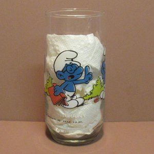 Smurf Brainy Wallace Berrie 1982 Peyo Collector Glass - Vintage Smurf Glass